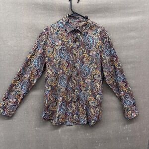 Paisley Button Up Shirt Mens Medium Multicolor Long Sleeve Casual 100% Cotton